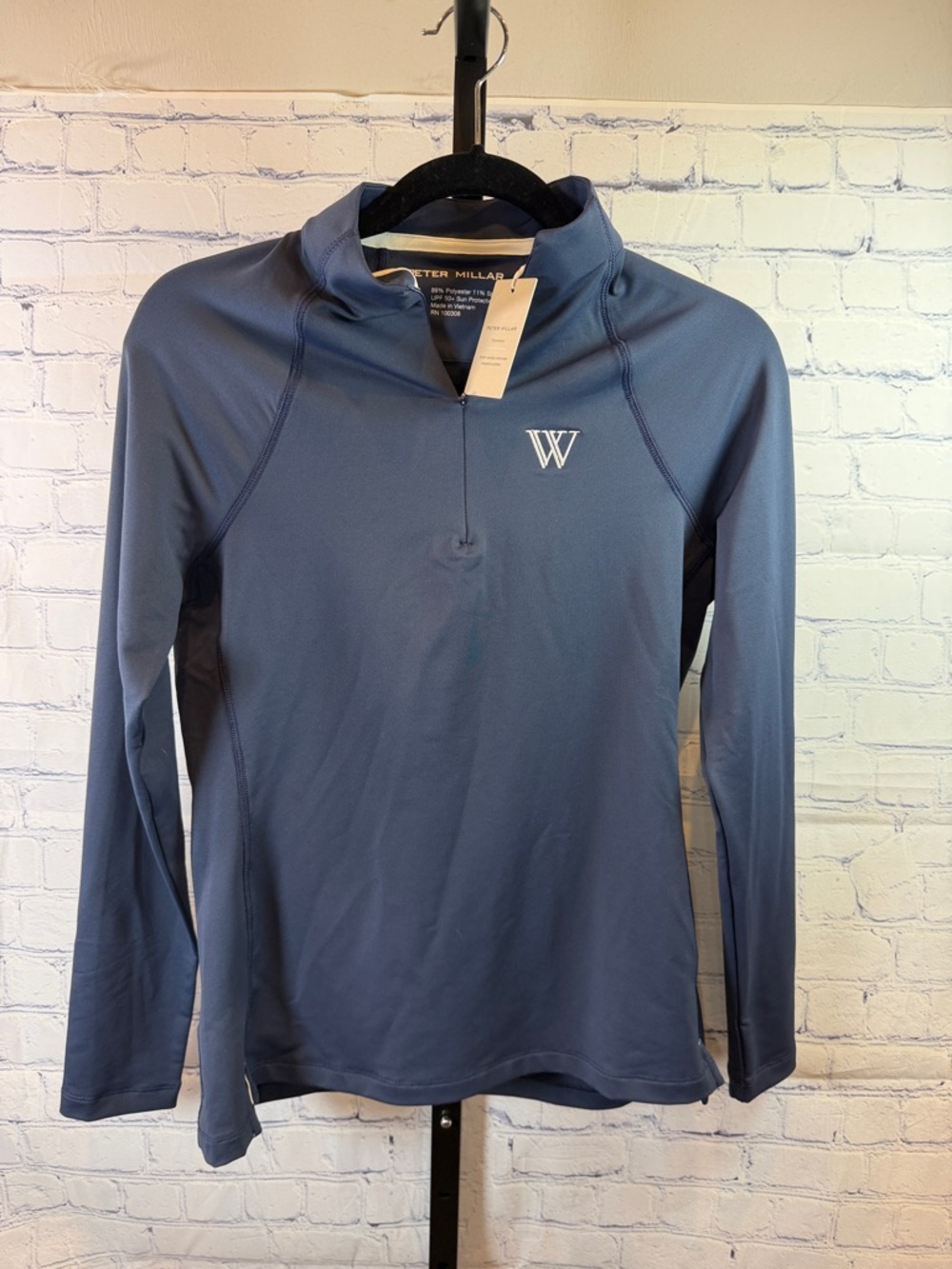 Peter Millar Slate Blue Long-Sleeve Half-Zip Performance Top